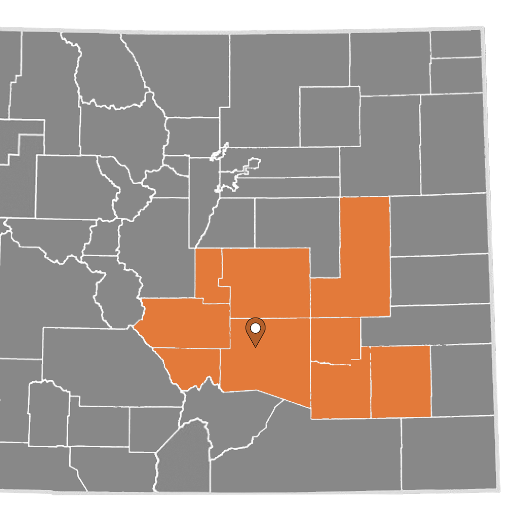 map of Colorado indicating the location of the South Central area