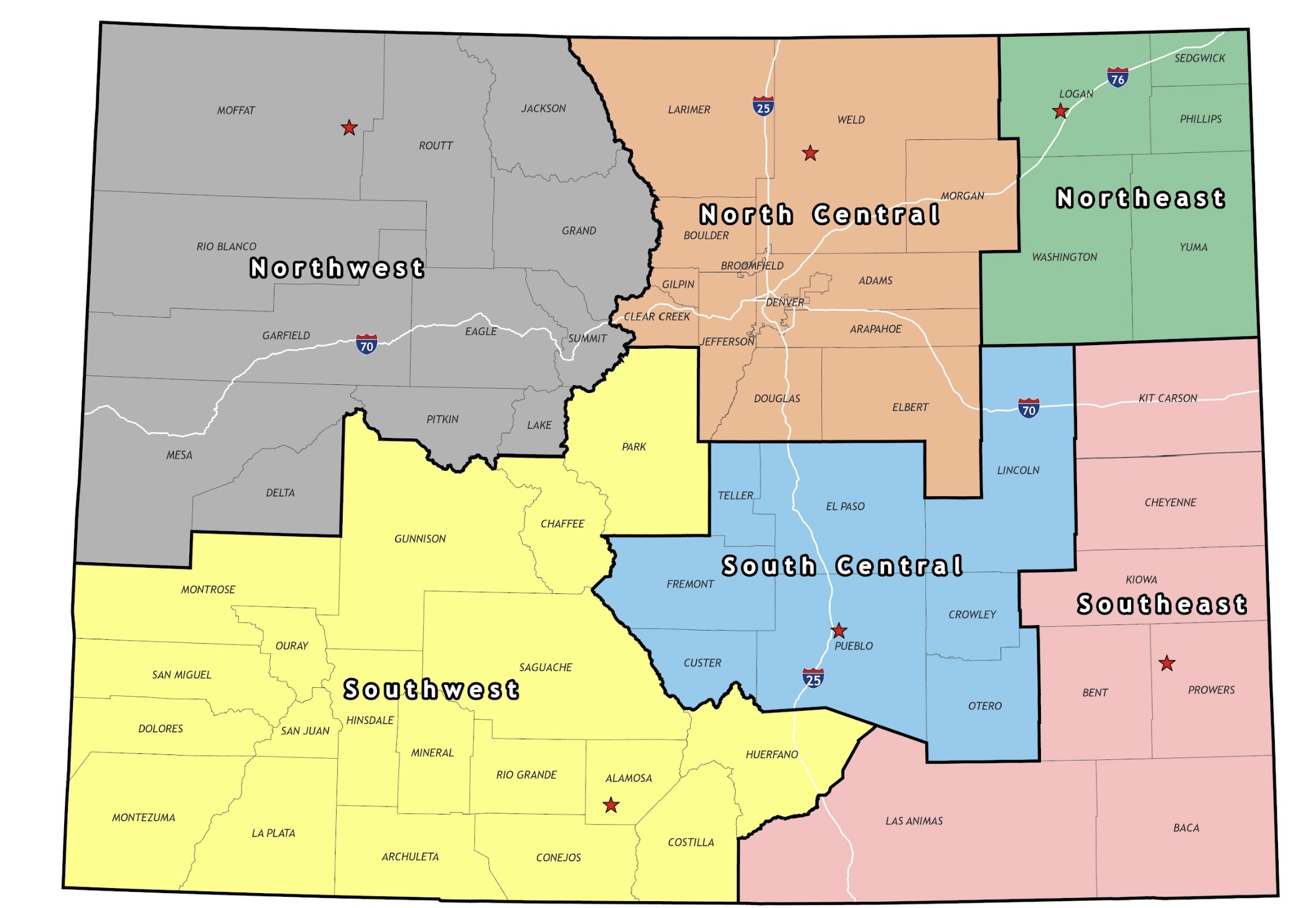 color coded map of CO counties