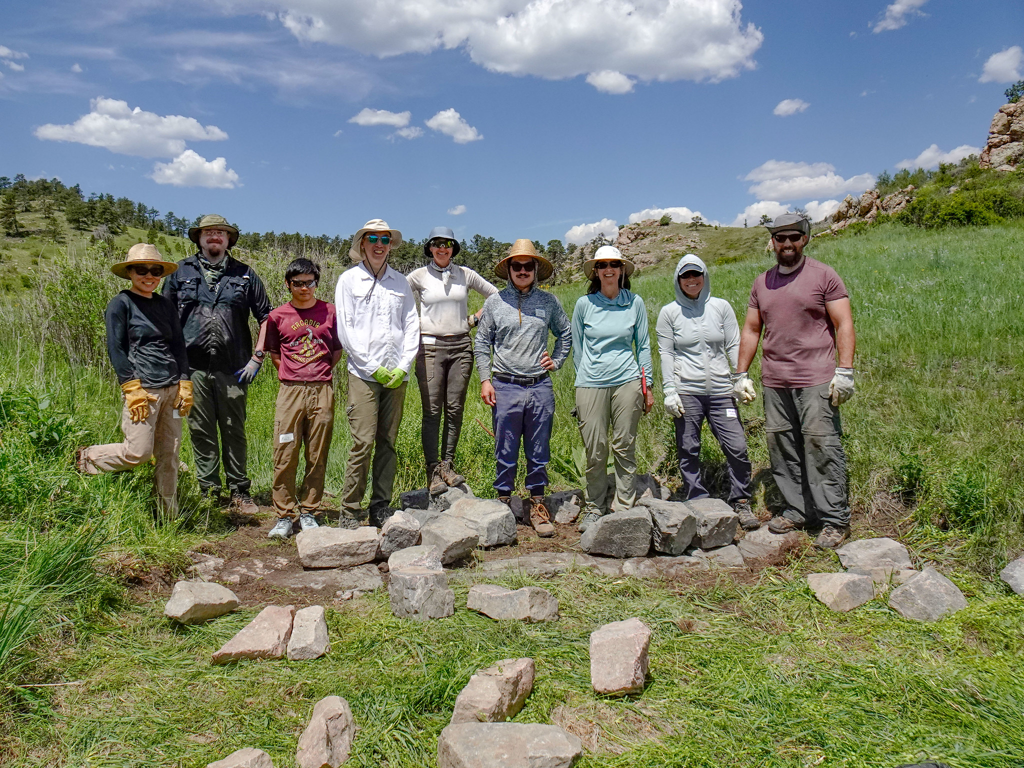 Group photo of Wildlands Restoration Volunteers staff, crew leaders, and intrepid volunteers during one of two field work days.