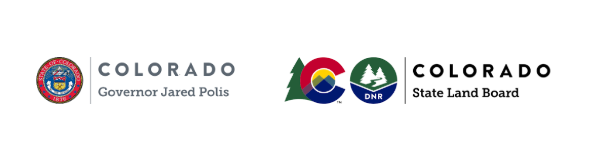Colorado Governor Jared Polis Logo and Colorado State Land Board logo