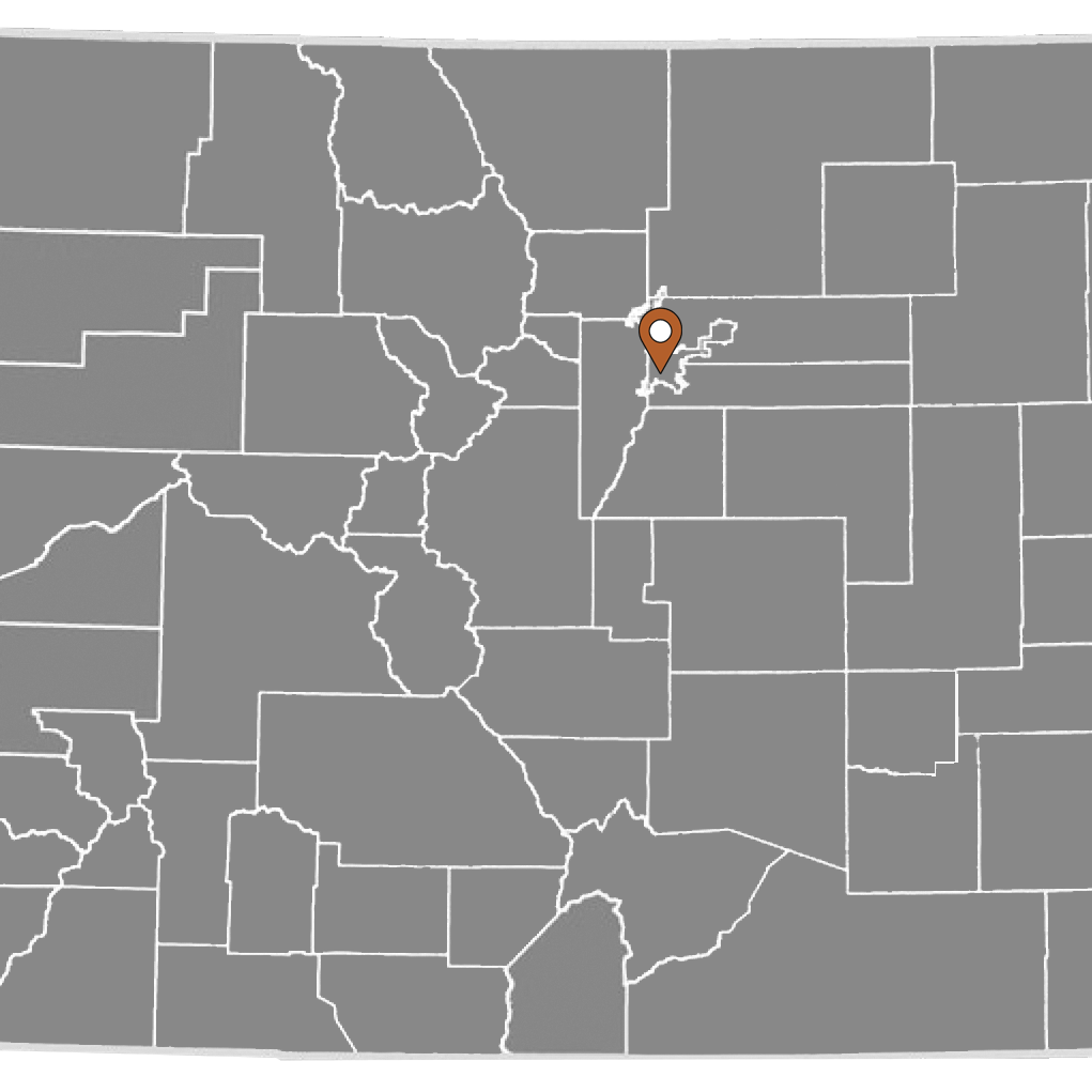 map of Colorado indicating the location of Denver in the North Central area