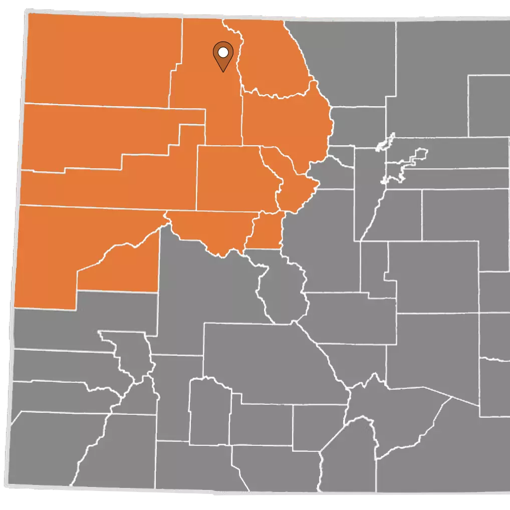 map of Colorado indicating the location of SW district
