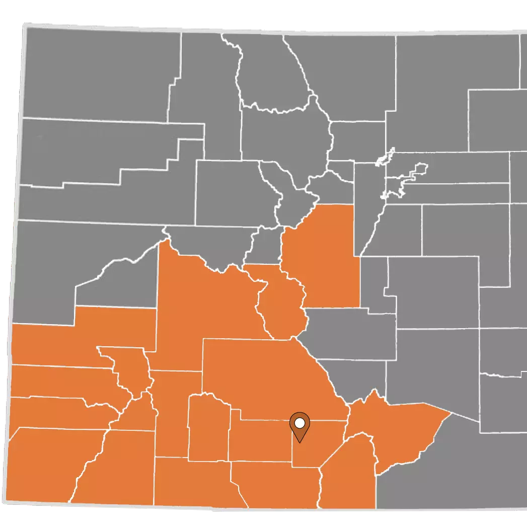 map of Colorado indicating the location of the Southwestern area