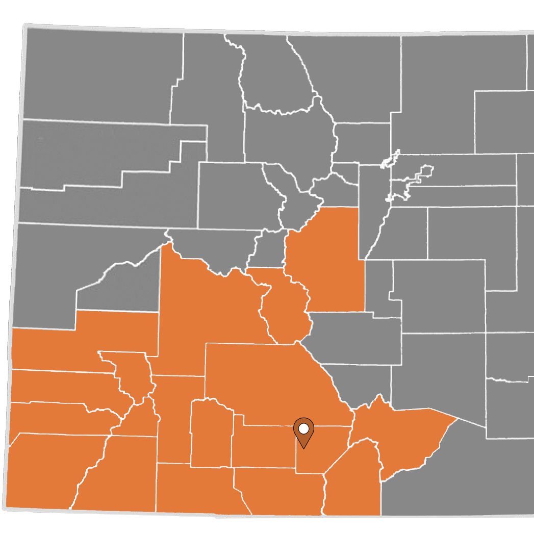 map of Colorado indicating the location of the Southwestern area