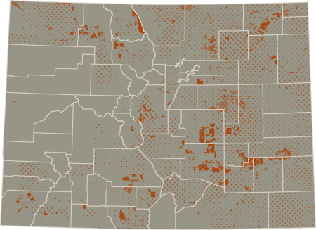 A map of Colorado depicting 4 million acres of SLB mineral estate ownership